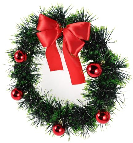 TOPPERFUN Outdoor Weihnachtskranz Mit Kugeln Und Schleife Kunststoff Wreath Für Und Außenbereiche Festliche Dekoration Für Tür Auto Und Garten