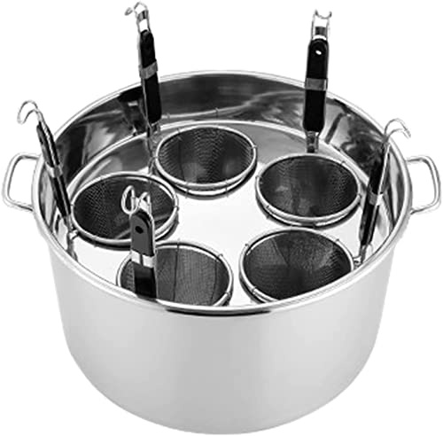 GIQKDZNUO Hervidor de Pasta y Fideos, Juego de 5 Insertos de Acero Inoxidable, Olla con 5 coladores.