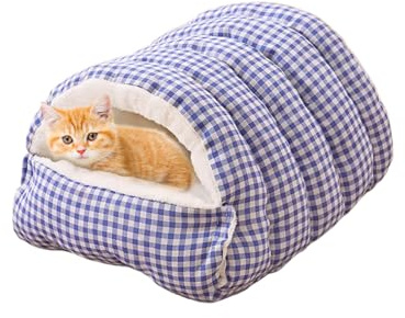 Generisch Kuschelhöhle Katze, 30x30x20cm, Katzenbett Flauschig Mit Kapuze, Katzenhöhle, Katzen Zubehör, Für Den Winter, Warm, Schlafkissen, rutschfest, Maschinenwaschbar, Für Katzen Und Welpen