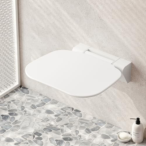 Neohomee Duschsitz Klappbar Wandmontage, Klappbarer Duschstuhl bis 200 kg Belastbar mit UF Extrabreiter Duschsitz für Senioren, Rutschfester Duschhocker, 40x40 cm, Weiß