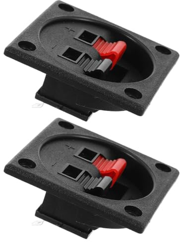 PAMINGONO Morsetti per Altoparlanti 2 Vie Quadrati Connettore a Molla Terminale Cavo Audio Resistente per Home Theater e Sistemi Audio Domestici Set 2 Pezzi per Collegamento Rapido e