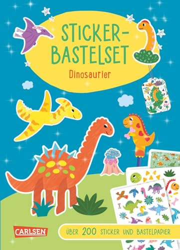 Bastelset für Kinder: Sticker-Bastelset: Dinosaurier: Über 200 magische Sticker und Bastelpapier | Bastelbuch für Dino-Fans ab 5 Jahren mit Vorlagen und Schritt-für-Schritt-Anleitungen