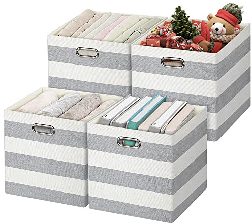 Posprica 3X Thicker Storage Bins Storage Cubes, 13×13 Fabric Storage Boxes Foldable Baskets Containers Drawers for Nurseries,Offices,Closets,Home Décor