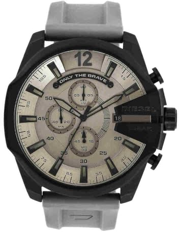 Diesel Mega Chief Uhr für Herren, Chronographenwerk mit Silikon- oder Nylonarmband