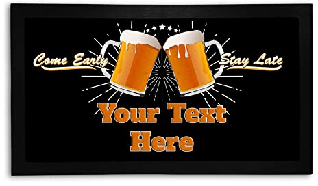 Bang Tidy Clothing Personalised Bar Runners Early Late Home or Pub Bar Mats Mens Gift Idea