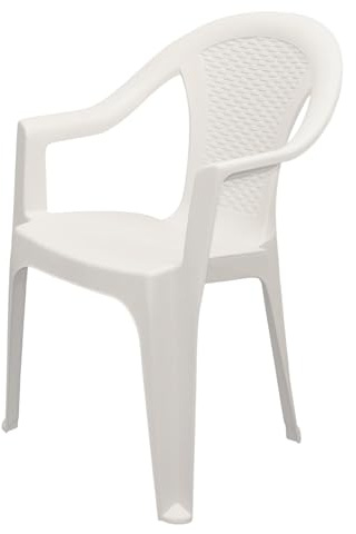 Spetebo Stapelbarer Gartenstuhl in weiß - Monoblock | in Rattan Optik aus Kunststoff - Stapelstuhl Kunststoffstuhl (1 Stück - weiß)