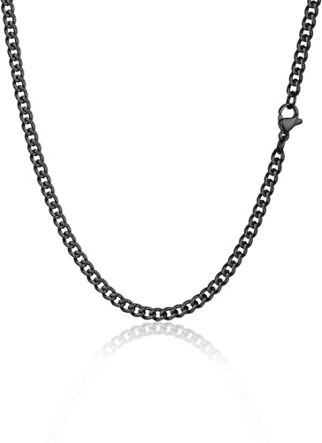 PROSTEEL Herren Halskette Klassische Panzerkette 3/6/9/12mm breit kubanische Gliederkette Herren Hip-Hop Kette Cuban Chain Necklace für Männer Jungen Edelstahl/18k vergoldet 36/46/51/55/61/66/71/76cm