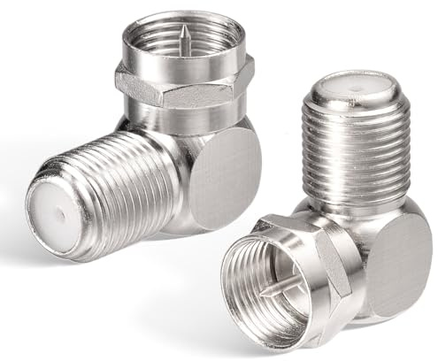Superbat SAT F Stecker 90°rechtwinkliger Adapter/F-Buchse auf F-Stecker/F-Adapter für TV-Kabelstecker Antennenkabel Satellitenkabel 2 Stück