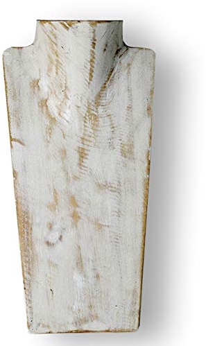 ART-CRAFT Halskettenständer Schmuckständer Halskettendisplay Schmuckbüste aus Holz White-wash 30 cm