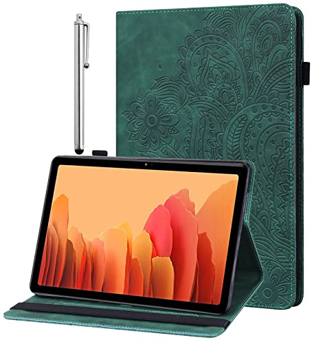 GLANDOTU Hülle für Samsung Galaxy Tab A7 Lite 8.7 Zoll (T220/T225) mit Stylus Stift - Ultra Dünn mit Standfunktion Flip Cover PU Leder Hülle（Grün）