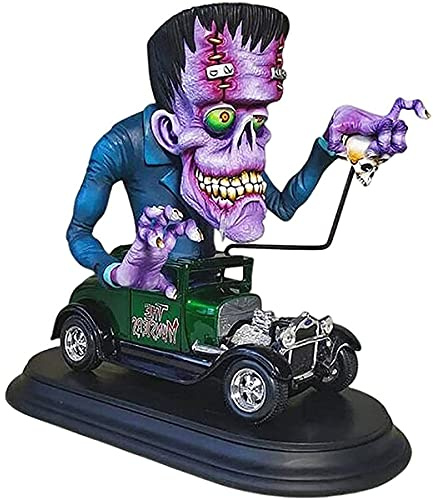 BANNESE Angry Big Mouth Monster Statue on Car,Resin Craft Horror Sculptures Garden Gnome Decor Halloween Party Ornaments Scary Garden Art Decorations,B