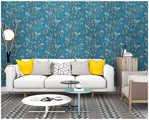 ZAHHYG Papier Peint Panoramique Feuilles De Couleur Bleu Canard Papier Peint Adhesif Moderne Papier Peint 3D Salon Papier Peint Intissé Chambre D’enfants Décoration Murale Papiers Peints53x1000cm
