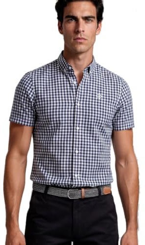 Xact Chemise à Carreaux Vichy en Coton pour Hommes à Manches Courtes