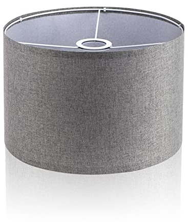 LgowithU Stoff Lampenschirm, Mittlerer Trommel Lampenschirm für Tischlampe Wandlampe Nachttischlampe und Stehlampe, Naturleinen Hardcover Handgefertigt, 12 x 12 x 8 Spider (Grau)