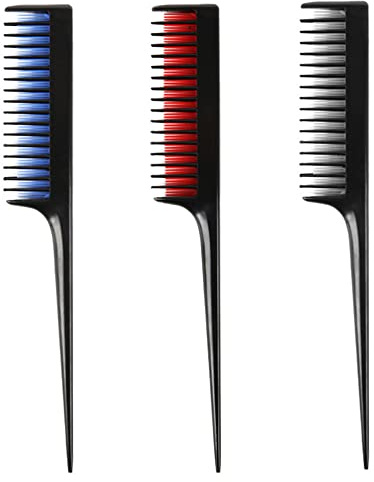 3 Pcs Hairdressing Back Combing Triple Teasing Comb Hairdressing Back Combing Tail Comb Hairdressing Combs for Back Brushing Combing Slicking Hair
