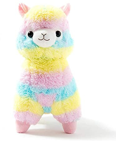 Skrsila Kuscheltier Alpaka 28 cm Regenbogen Kinder Plüschtiere Puppe Lama Süße Weiche Stofftier Alpaka Rainbow Alpaca Spielzeug Geschenke für Baby Kleinkinder Plüsch Alpaka
