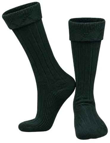 Highland Scottish Wool Blend Kilt Hose for Men Ribbed Socks for USA Shoe Sizes (as1, alpha, m, regular, regular, Green, Medium)