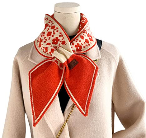 OVLAJ Schal Warmhalter Krawattenschal Für Frauen Karierte Gestrickte Schals-Wym-6,12X95Cm