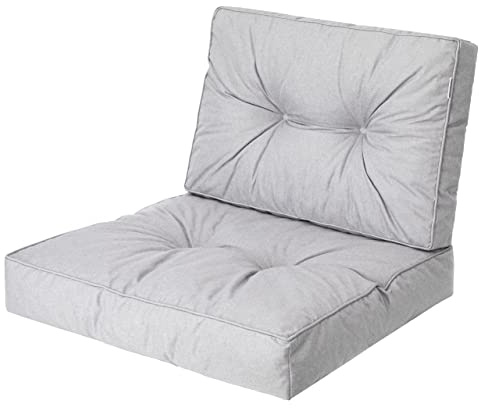 PillowPrim, Palettenkissen, Stulhkissen, Rattansessel, Outdoor, Auflage, Sitzkissen, Stuhlkissen, Rattanmöbel, Asche, 50 x 50 cm