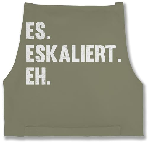 Schürze - Lustige - Erwachsene - Es eskaliert eh - 85x69 - Sage Grün - kochschürze damen lang lustig geschenke malle schürzen kochschuerze frauen muttertagsgeschenk spruch bunt sprüche mann