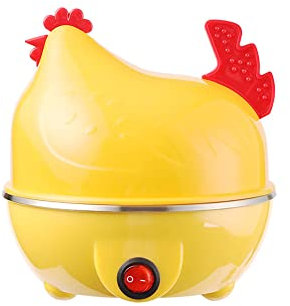 Cocedor de huevos, cocedor de huevos duros, cocedor de huevos for huevos duros, cocedor de huevos con forma de pollo, interruptor de una llave, puede contener 7 huevos, amarillo, adecuado for el hogar