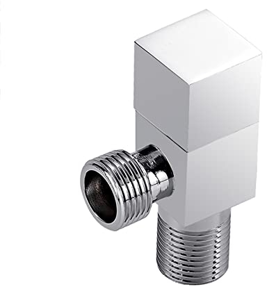 BIQSYVTM Ventil schwarz Waschbecken Absperrventil 1/2 G1/2 Absperrventil Eckventil eckig Messing Wandmontage Bad Küche Anschlussventil, Silber (Color : OneColor)