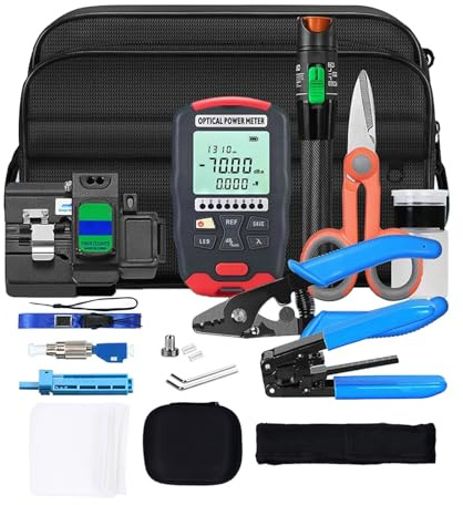 Kit de Herramientas de Fibra óptica - Localizador Visual de Fallas 30 Km, Medidor de Potencia óptica -70~+10 DBm, Cortadora de Fibra y Pelacables 3 Puertos