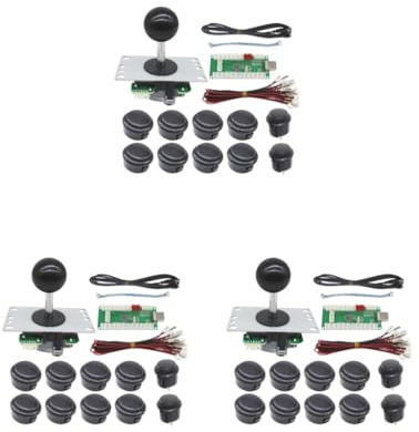 Arcade-Joystick-Ersatzteil-Gaming-Tasten, mehrfarbig, professionell, verbesserte Beschläge, Handwerkskunst, Kampfstäbe, Schwarz, 3 Stück