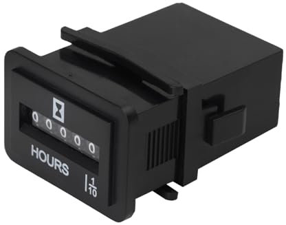 RileyFine Mechanischer Stundenzähler Rechteckiger Motorstundenzähler Einrastbarer Stundenzähler, für batteriebetriebene Geräte Rasenmäher Generator Golfwagen Schneefräse Gabelstapler (AC110-250V)