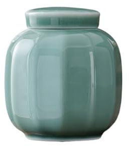 Tea Caddy Tea Cans, Ceramic Sealed Cans, Celadon Tea Storage Cans, Vintage Tea Cans for Kitchen Storage Tea Coffee Sugar(C)