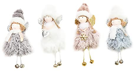 Garneck 4stücke Hängende Weihnachtsbaumdekoration Plüsch Engel Puppe Anhänger Weihnachtsengel Ornament Plüsch Anhänger Puppe Hängende Ornament Weihnachtsdekoration