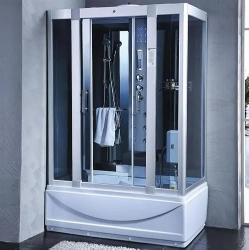Bagno Italia Cabina de ducha hidromasaje 135 x 80 cm con bañera columna con 6 chorros baño turco cromoterapia