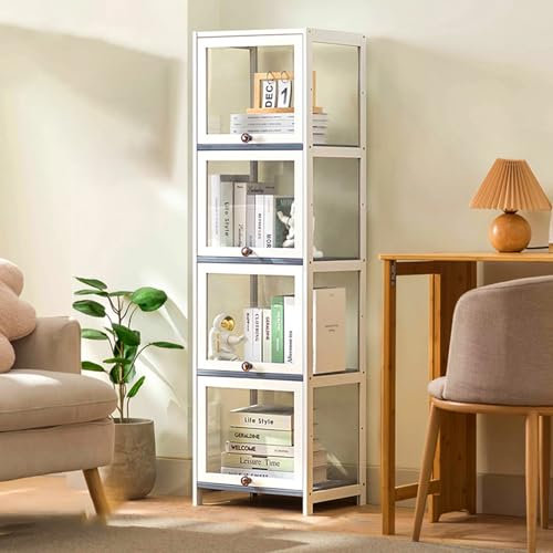BRCYKRWY Acryl Vitrine Acryl-Vitrine Vitrinenschrank Wohnzimmer Durchsichtige Sammler-Vitrine Sammlervitrine Multifunktions-Glasschrank Stehend Für Sammlerstücke Bücher Wein Sammlervitrine