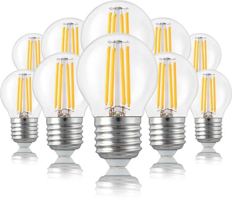 hellum E27 LED Birne Tropfen, 4,5 W, Leuchtmittel Klar, 470 Lumen Warmweiß, 10er Set Mini Kühlschrank Glühlampe, Globe, 220445