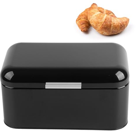 lvifloae Black Bread Bins Metal Bread Box with Lid Large Bread Bin for Kitchen Countertop for Pastries Loaf (black)