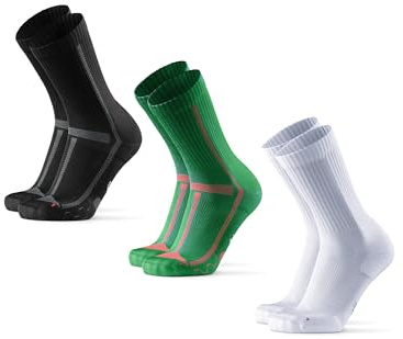 DANISH ENDURANCE Calcetines Running Altos, Anti Rozaduras, 3 o 5 Pack, Multicolor (1x Negro/Gris, 1x Verde, 1x Blanco), 39-42