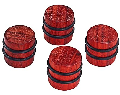 4 Stück Gd405 Holzknöpfe für Bass und E-gitarre, Rot | Passend für Importierte Konzentrische Potis mit Schaft, Ersatzteil für Effektpedal und Verstärker
