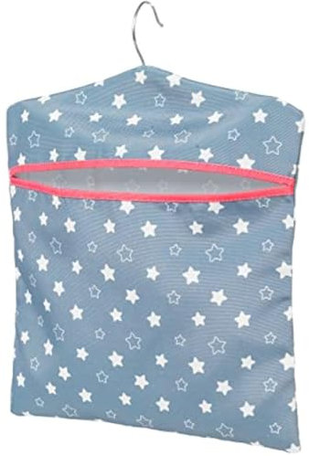 Joalpysm Star Print Peg Bag - Hang on Line, Peg Organisation, Easy Hanging Hook for Storage, Holds up to 50 Pegs, Reusable Clothes Peg Bag for Indoor Outdoor Use, 33 x 30 cm