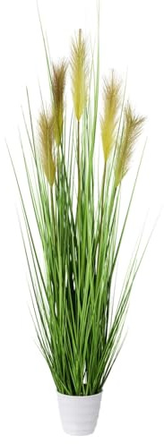 CREATIV green künstlicher XXL Grasbusch 110 cm in weißem Topf I naturgetreues künstliches Pampasgras I Ziergras für Innen I hochwertige & dekorative Dekopflanze