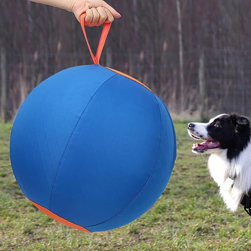 Ocastuted Aufblasbarer Ball Hundespielzeug, großer Herding Ball für Border Collies, aufblasbare Hundebälle mit Griffgurt, Reißverschluss Haustier große Bälle Spielzeug, Hunde Bereicherung Spielzeug