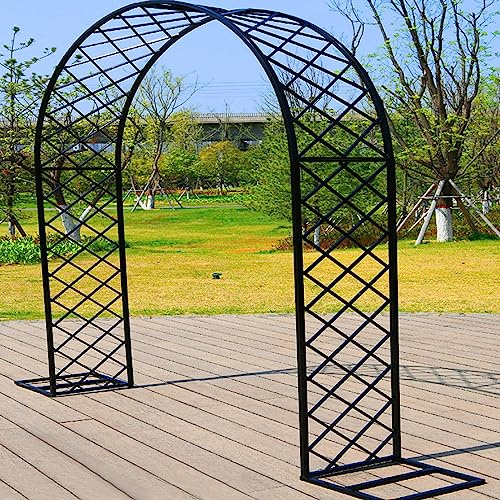 Arche de jardin en métal noir en fer forgé pour plantes grimpantes, treillis décoratif pour extérieur, terrasse, pelouse et intérieur, pergola parfaite pour les roses et les vignes.