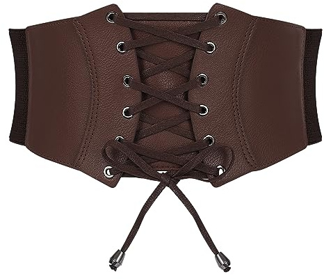 LEACOOLKEY Cintura Corsetto Elasticizzata Larga per Donna con Lacci Vintage per Abiti