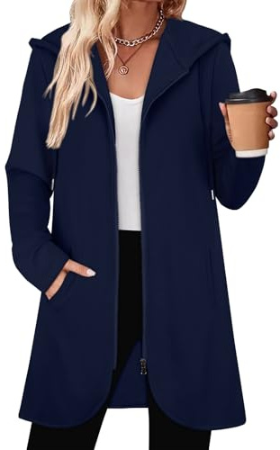Womens Zip Up Hoodies Oversized Cardigans for Women UK Long Tunic Solid Sweatshirts Long Sleeve Tops Lightweight Jackets for Ladies Work Clothes Fall Winter Coat Outfit Clothing 2025