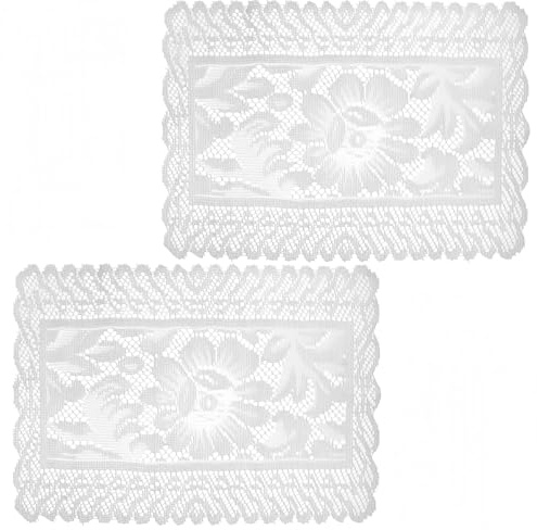 ACOLY 2 pezzi centrini rettangolari fatti a mano all'uncinetto centrini da tavolo in cotone tovagliette da tavolo in pizzo sottobicchiere 30 x 45 cm (bianco)