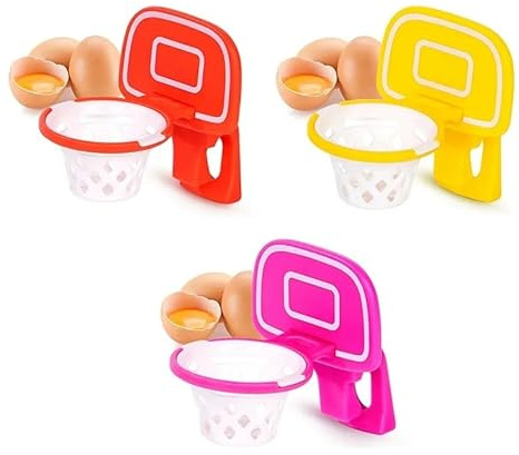 Générique Separateur Oeuf Jaune et Blanc Panier de Basket, séparateur d'œuf,Filtre d'œuf Forme de Cadre de Basket-Ball, séparateur d'œuf en Plastique (Jaune+Rose+Orange)