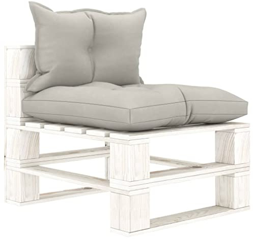Holamys Garten-Paletten-Mittelsofa, Taupe Holz, 60x67,5x60,8 cm, mit weichen Kissen, langlebiges Kiefernholz, für Terrasse & Garten, Outdoor & Indoor Lounge-Sofa