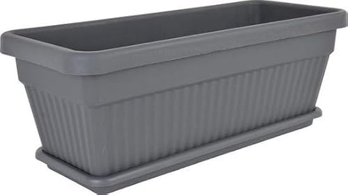 Jardinera De Plástico - Con Escala - 75 x 30 cm - 42L - Antracita - Jardinera Kemer