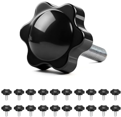 Sterngriffschraube M4 x 20mm Griff, 20 Stück Sternkopfschraube für werkzeuglose Montage, Rändelschraube Klemmknopf aus verzinktem Stahl für 3D-Drucker Maschinen Möbel, Schwarz