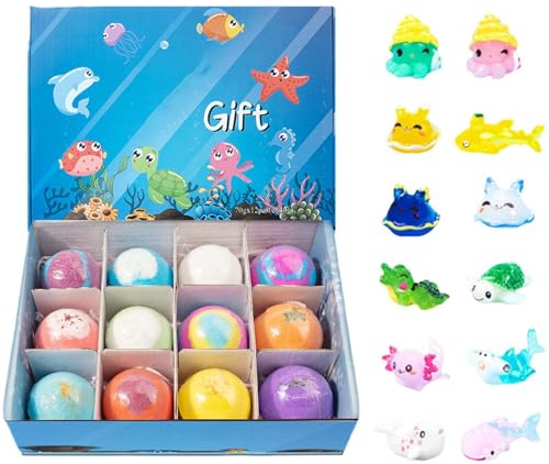 Bombas De Baño Para Niños Con Juguetes En El Interior, 12 Piezas De Espuma Refrescante Natural Con Animal, Bola De Baño De Burbujas Para Niños, Niñas, Vacaciones Familiares, Cumpleaños