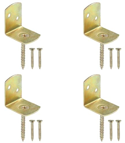 Runheo 4 soportes para valla trenzada, forma de L, de metal galvanizado, 30 x 35 mm, 4 unidades con tornillos, soporte estable para valla de jardín, enrejado, fijación a la pared interior exterior